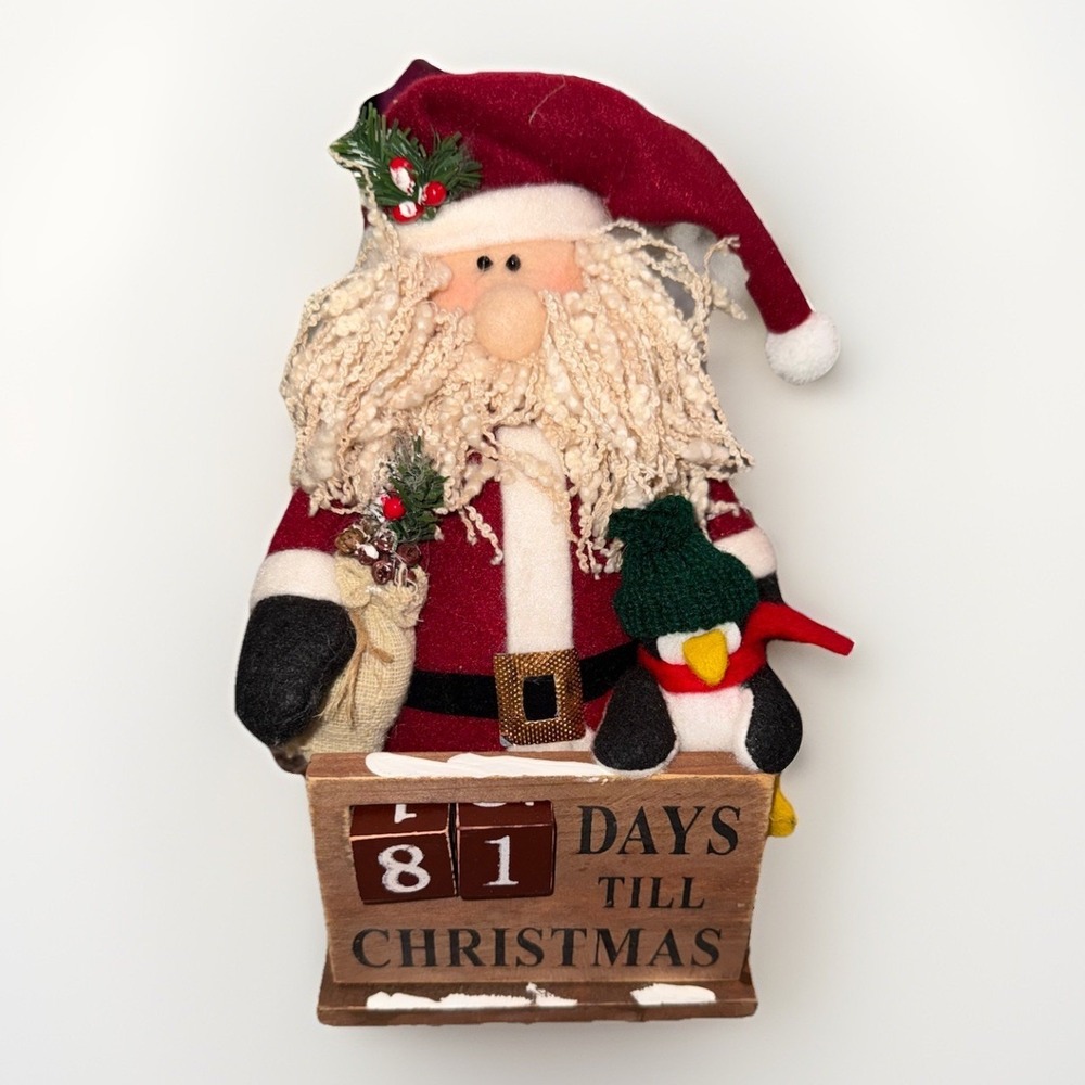 Home Interiors Santa Claus Wooden Block Christmas Countdown Calendar Penguin
